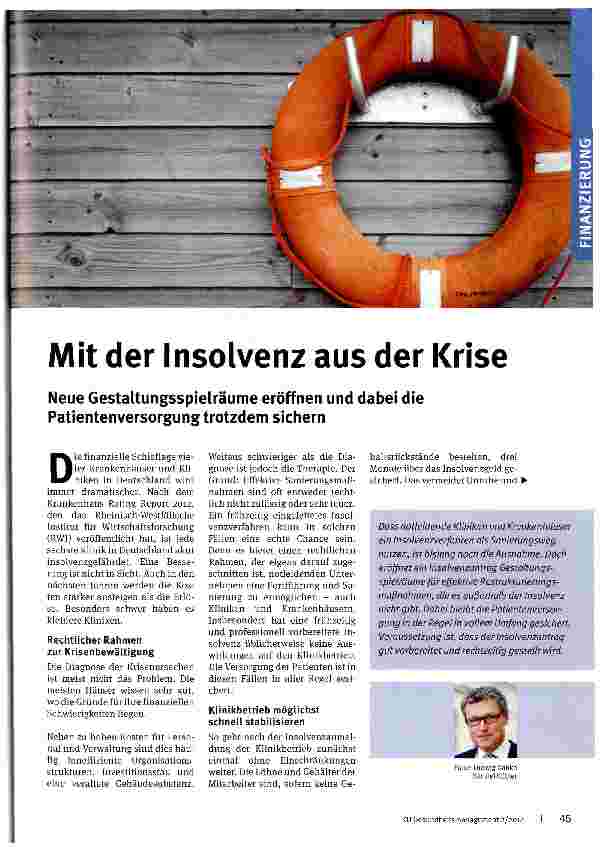 Vorschauseite 1: Mit der Insolvenz aus der Krise