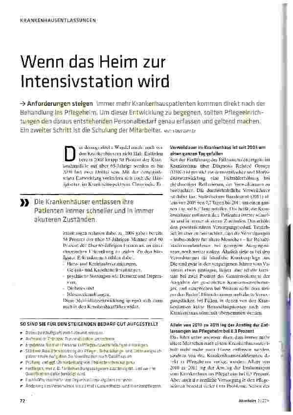 Vorschauseite 1: Wenn das Heim zur Intensivstation wird