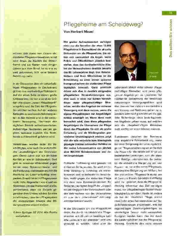 Vorschauseite 1: Pflegeheime am Scheideweg?