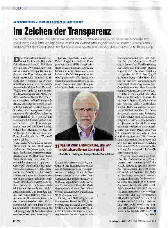 Vorschauseite 1: Im Zeichen der Transparenz