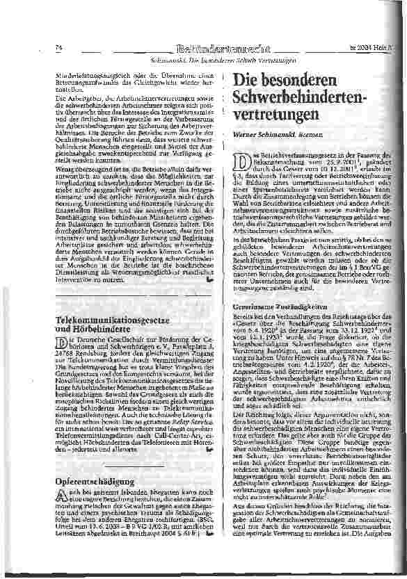 Vorschauseite 1: Die besonderen Schwerbehindertenvertretungen
