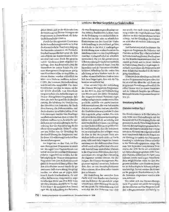 Vorschauseite 2: Disease-Management-Programme in der gesetzlichen KrankenversicherungBisherige Schwerpunkte und Weiterentwicklung