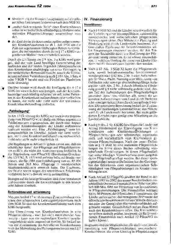 Vorschauseite 4: Erste Hinweise derDKG zur Umsetzung des Pflege-Versicherungsgesetzes im Krankenhausbereich