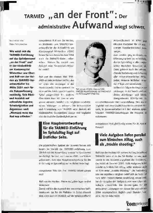 Vorschauseite 1: TARMED in den Arztpraxen