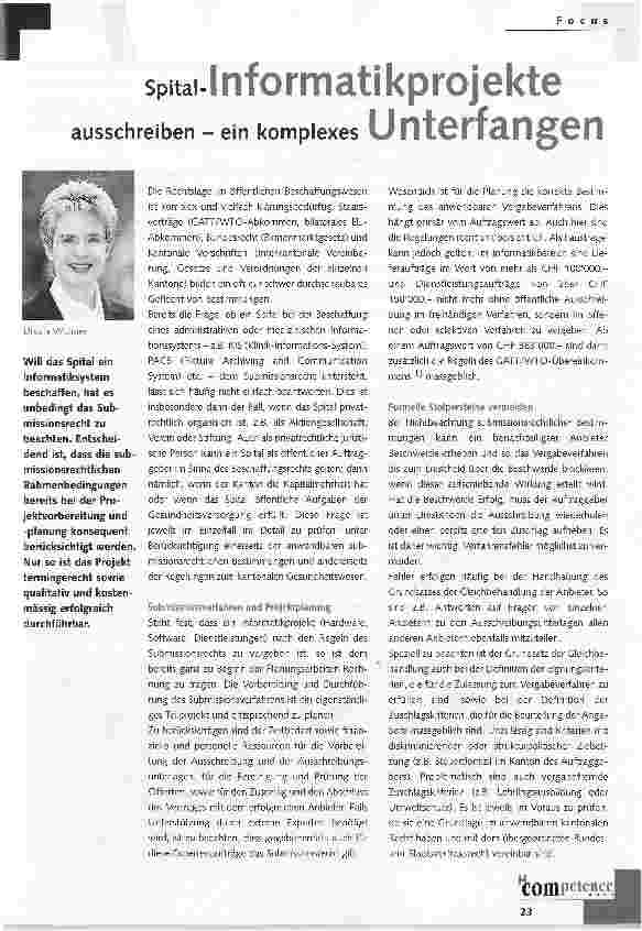 Vorschauseite 1: Spital-Informatikprojekte ausschreiben - ein koplexes Unterfangen