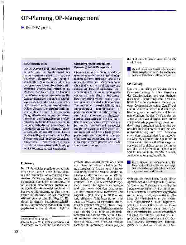 Vorschauseite 1: OP-Planung, OP-Management