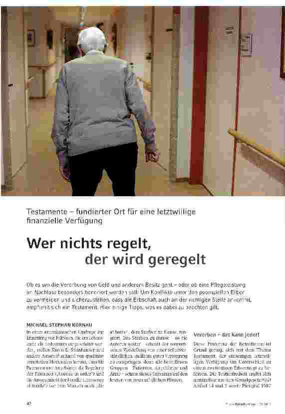 Vorschauseite 1: Wer nichts regelt, der wird geregelt