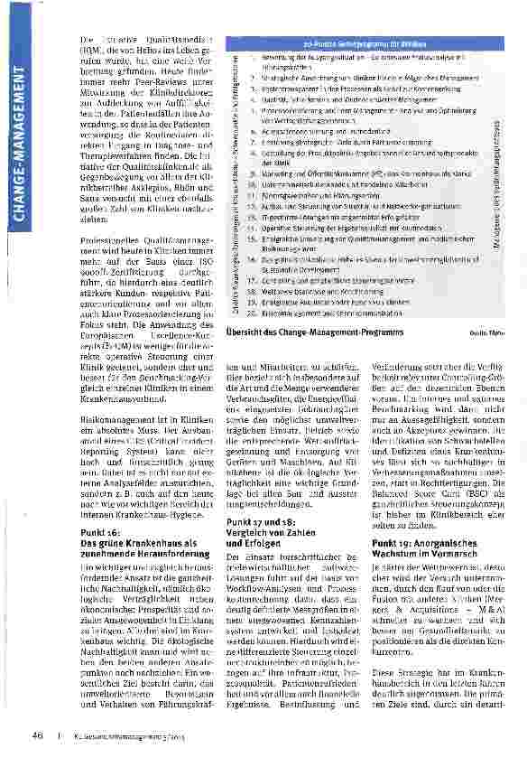 Vorschauseite 3: 20-Punkte SofortprogrammEin Leitfaden für Kliniken um Visionen zu erreichen