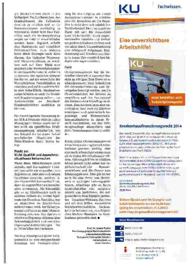 Vorschauseite 4: 20-Punkte SofortprogrammEin Leitfaden für Kliniken um Visionen zu erreichen