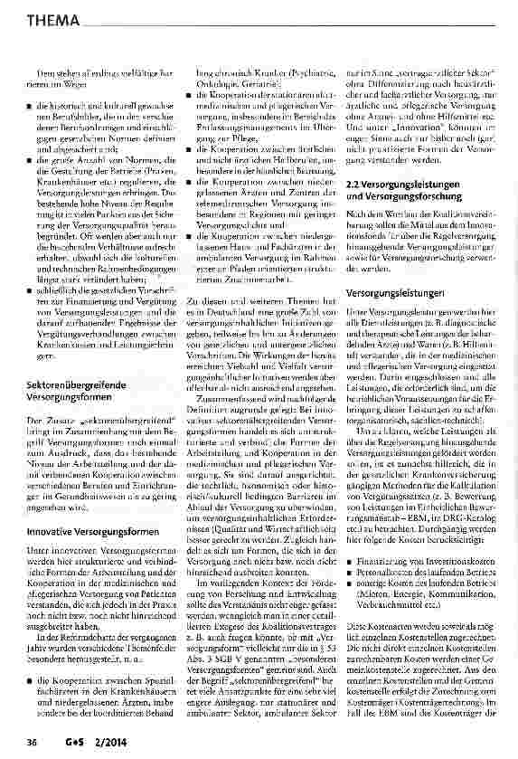 Vorschauseite 2: Die Förderung innovativer Projekte zu sektorenübergreifenden Versorgungsformen