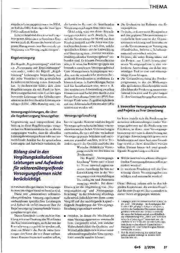 Vorschauseite 3: Die Förderung innovativer Projekte zu sektorenübergreifenden Versorgungsformen