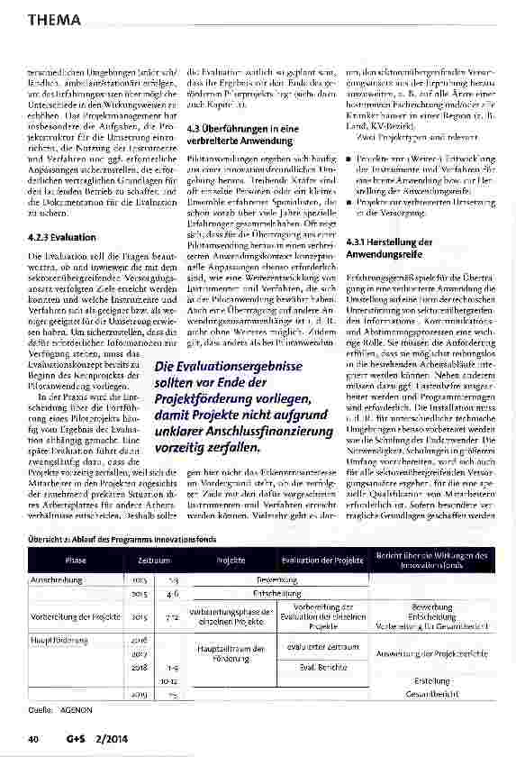 Vorschauseite 6: Die Förderung innovativer Projekte zu sektorenübergreifenden Versorgungsformen