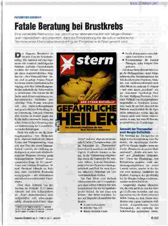 Vorschauseite 1: Fatale Beratung bei Brustkrebs