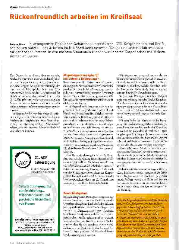 Vorschauseite 1: Rückenfreundlich arbeiten im Kreißsaal
