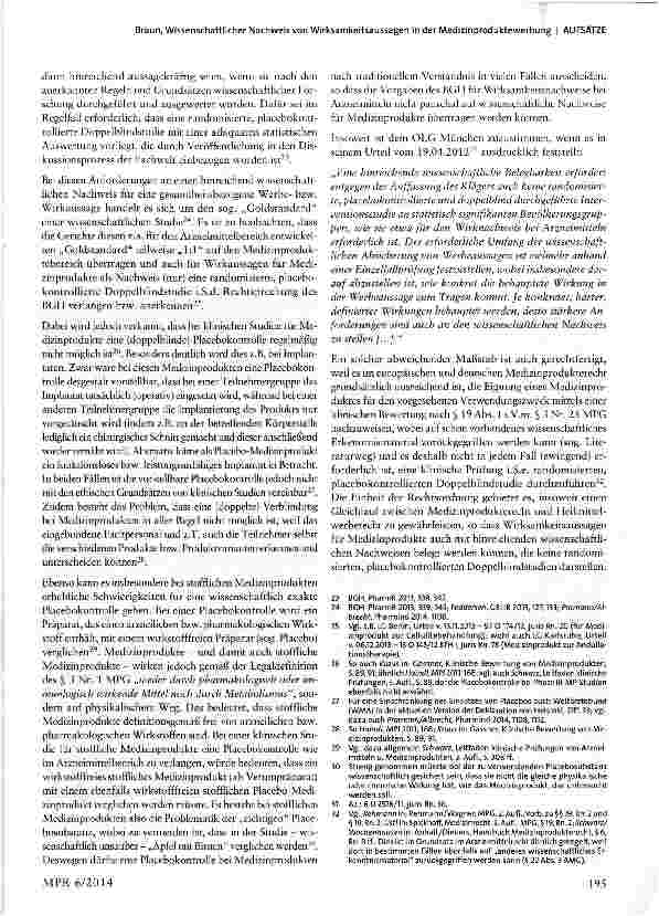 Vorschauseite 3: Wissenschaftlicher Nachweis von Wirksamkeitsaussagen in der Medizinproduktewerbung - Anforderungen der Rechtsprechung