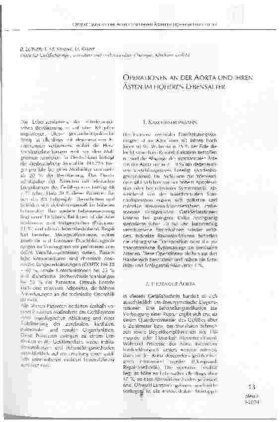 Vorschauseite 1: OPERATIONEN AN DER AORTA UND IHREN ÄSTEN IM HÖHEREN LEBENSALTER
