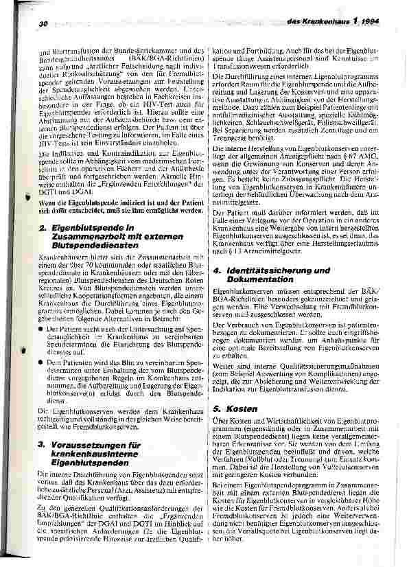 Vorschauseite 2: Hinweise der DKG zur Eigenblutspende im Krankenhaus