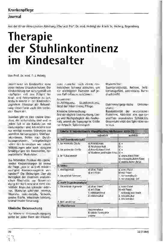 Vorschauseite 1: Therapie der Stuhlinkontinenz im Kindesalter