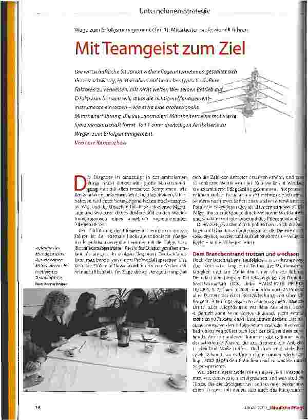 Vorschauseite 1: Mit Teamgeist zum Ziel Wege zum Erfolgsmanagement (Teil 1): Mitarbeiter professionell führen