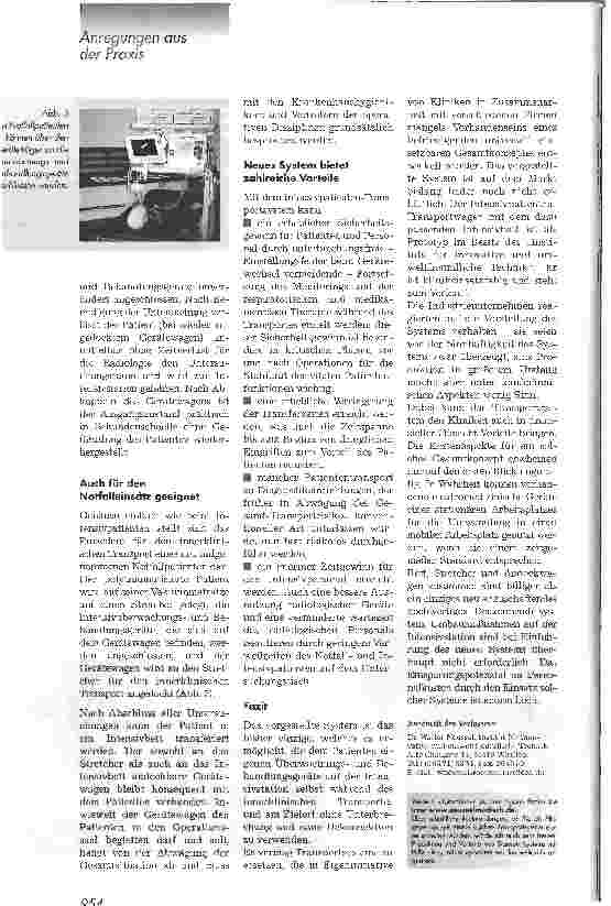 Vorschauseite 3: Der sichere Weg ist das Ziel Innovatives Intensivund Notfallpatienten-Transportsystem sorgt für einen risikoarmen Patiententransport