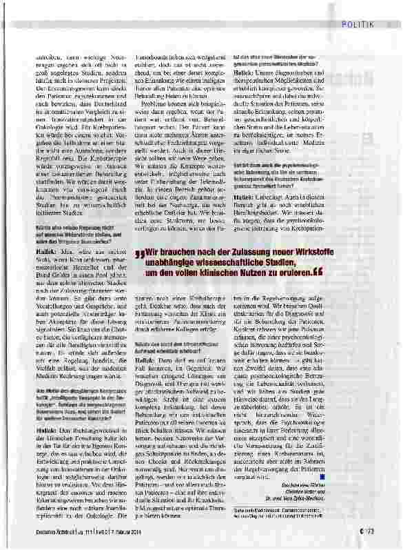 Vorschauseite 2: „Der rasante Wissenszuwachs muss in die Versorgung umgesetzt werden