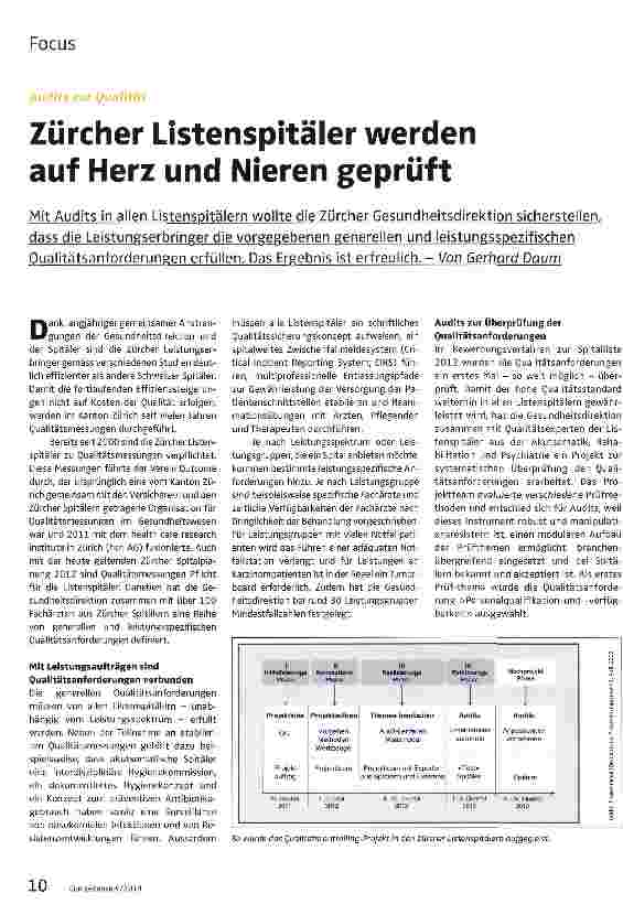 Vorschauseite 1: Zürcher Listenspitäler werden auf Herz und Nieren geprüft