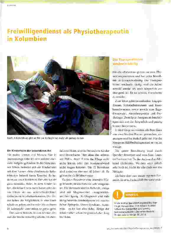 Vorschauseite 1: Freiwilligendienst als Physiotherapeutin in Kolumbien