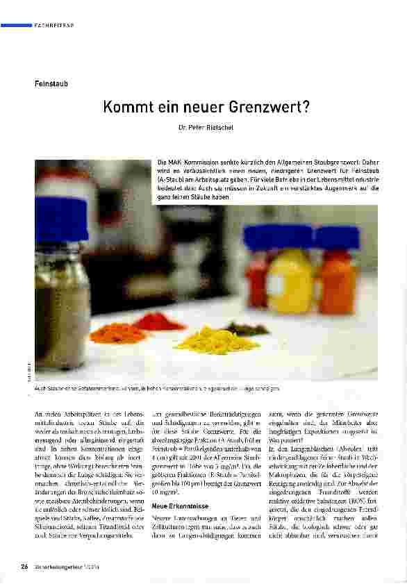 Vorschauseite 1: Kommt ein neuer Grenzwert?
