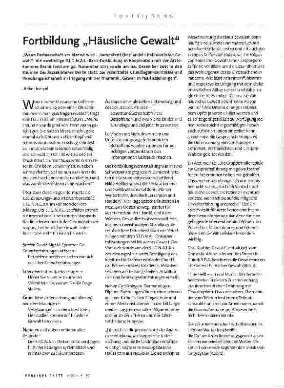 Vorschauseite 1: Fortbildung „Häusliche Gewalt