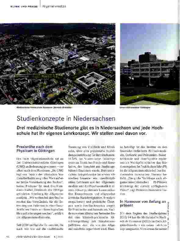 Vorschauseite 1: Studienkonzepte in Niedersachsen