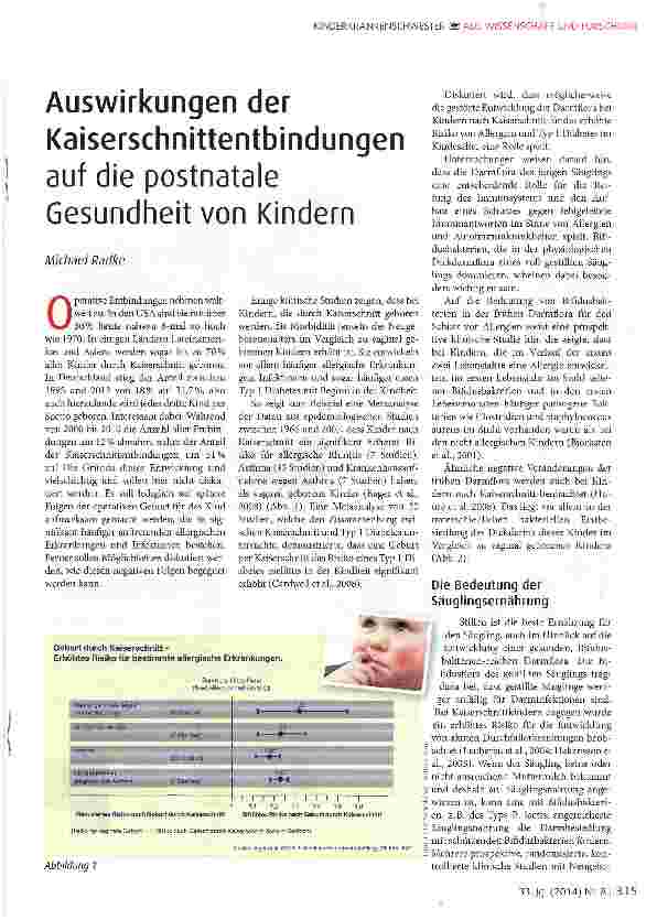 Vorschauseite 1: Auswirkungen der Kaiserschnittentbindungen auf die postnatale Gesundheit von Kindern