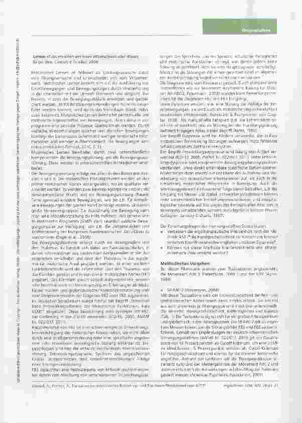 Vorschauseite 4: Evaluation der kombinierten Bottom-upund Top-down-Therapiemethode Ability, Skill and Task Training (ASTT®) bei Kindern mit feinund grobmotorischer Koordinationsstörung und/oder Dy…