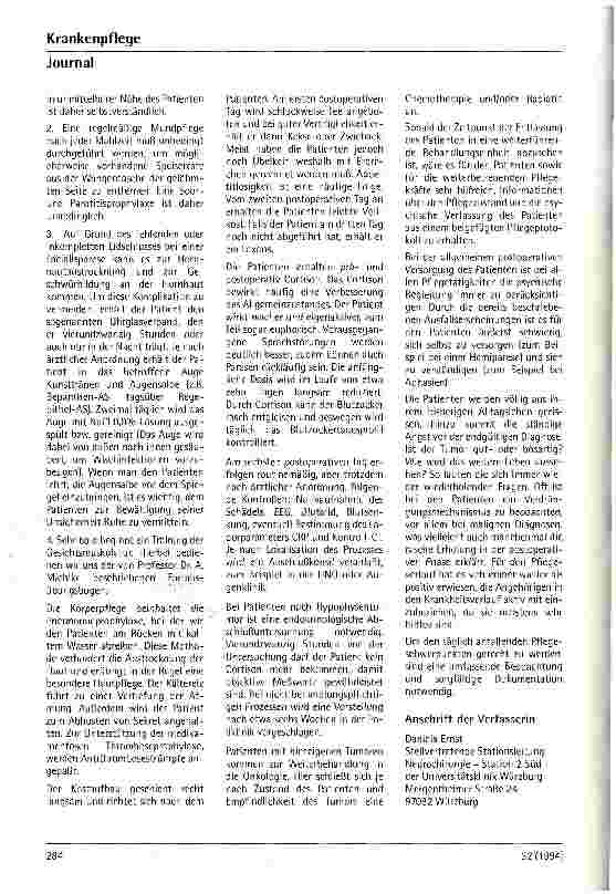 Vorschauseite 4: Postoperative Versorgung nach Hirntumorpatienten