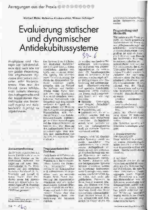 Vorschauseite 1: Evaluierung statischer und dynamischer Antidekubitussysteme