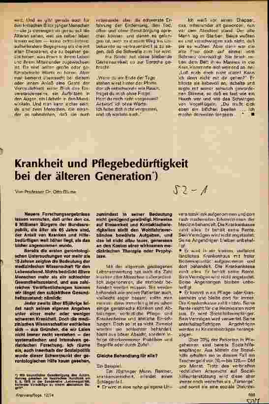 Vorschauseite 1: Krankheit und Pflegebedürftigkeit bei der älteren Generation