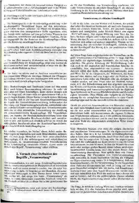Vorschauseite 2: Ist Verantwortung lernbar? - Versuch einer Antwort auf ein zentrales Problem in der Krankenpflegeausbildung