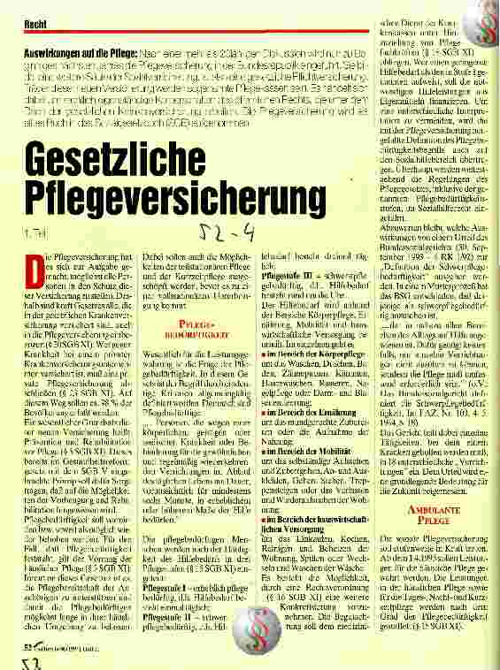 Vorschauseite 1: Gesetzliche Pflegeversicherung Auswirkungen auf die Pflege