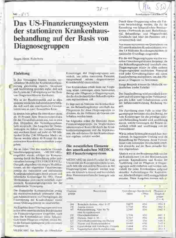 Vorschauseite 1: Das US-Finanzierungssystem der stat. Krankenhausbehandlung auf der Basis von Diagnosegruppen