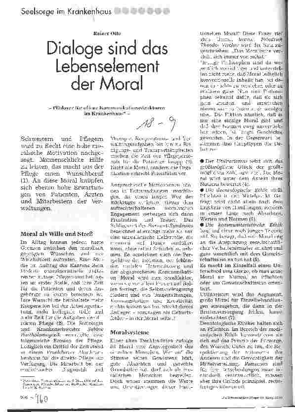 Vorschauseite 1: Dialoge sind das Lebenselement der Moral Plädoyer für offene Kommunikationsstrukturen im Krankenhaus