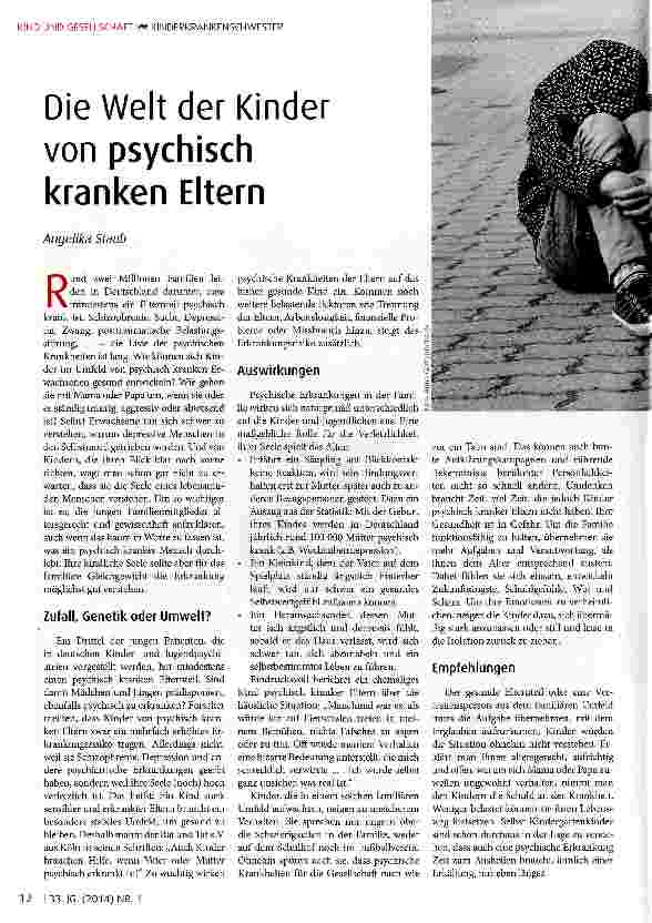 Vorschauseite 1: Die Welt der Kinder von psychisch kranken Eltern