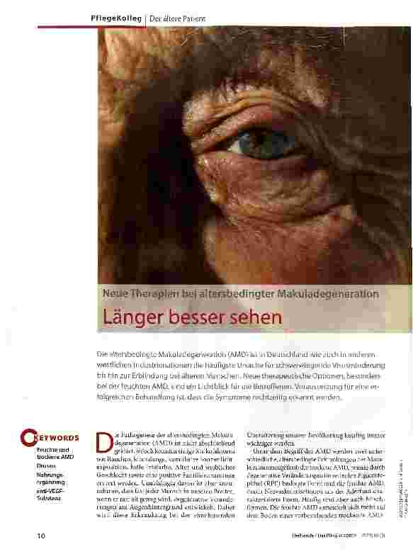 Vorschauseite 1: Neue Therapien bei altersbedingter Makuladegeneration Länger besser sehen