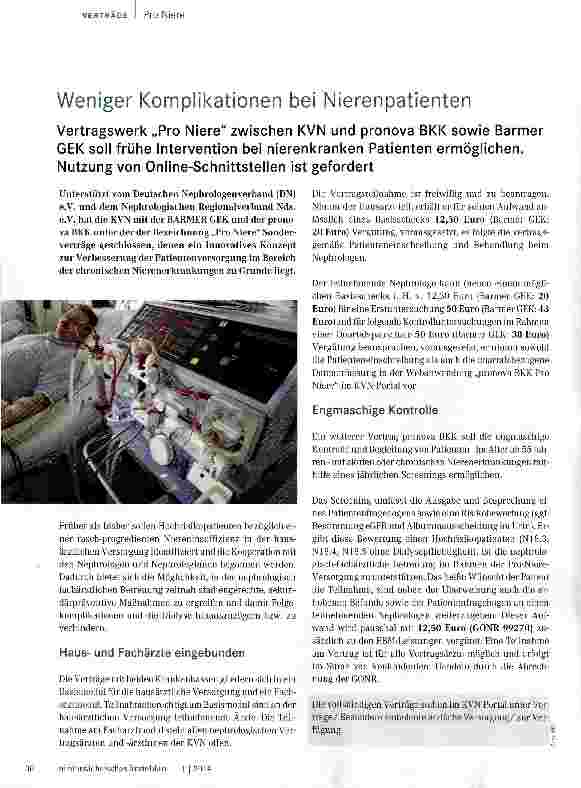 Vorschauseite 1: Weniger Komplikationen bei Nierenpatienten
