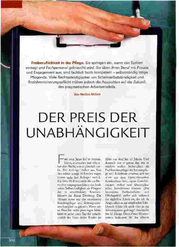 Vorschauseite 1: DER PREIS DER UNABHÄNGIGKEIT