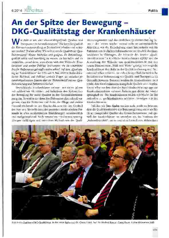 Vorschauseite 1: An der Spitze der Bewegung -DKG-Qualitätstag der