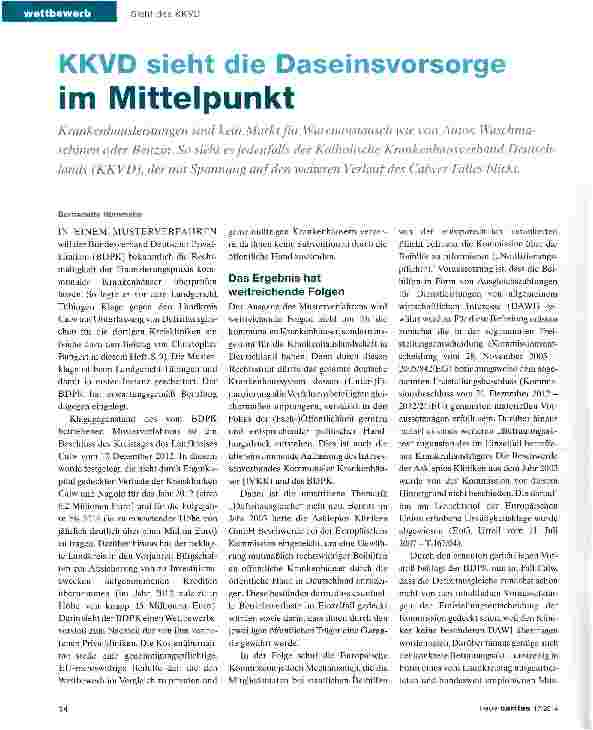Vorschauseite 1: KKVD sieht die Daseinsvorsorge im Mittelpunkt