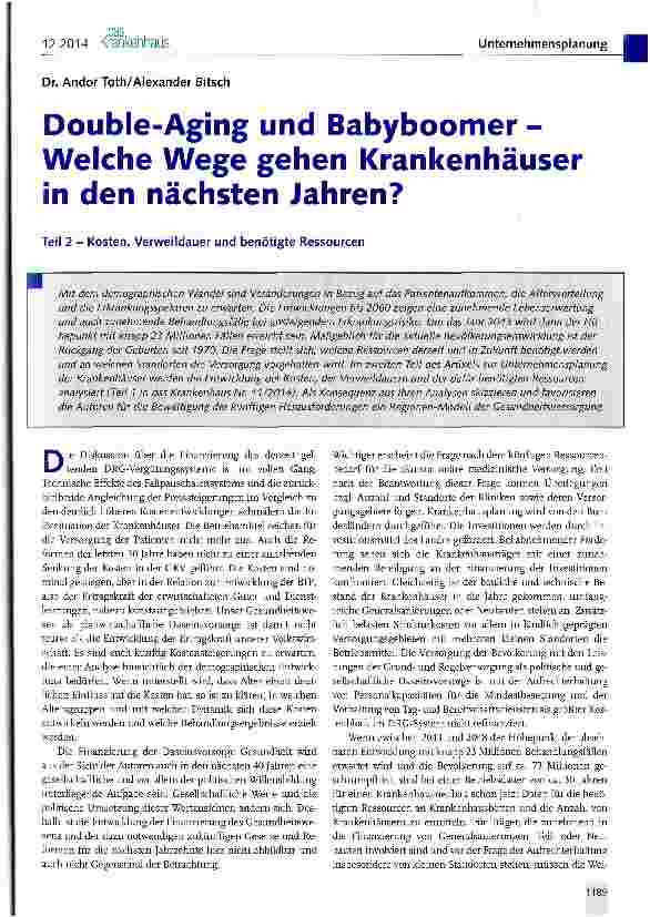 Vorschauseite 1: Double-Aging und Babyboomer -Welche Wege gehen Krankenhäuser in den nächsten Jahren?