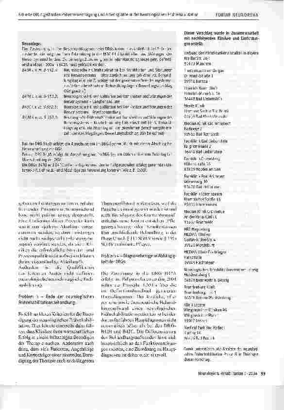 Vorschauseite 3: Aktuelle DRGs gefährden Patientenversorgung und Arbeitsplätze in der Neurologischen Frührehabilitation