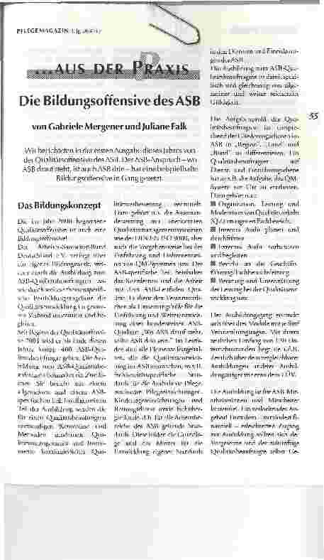 Vorschauseite 1: Aus der PraxisDie Bildungsoffensive des ASB
