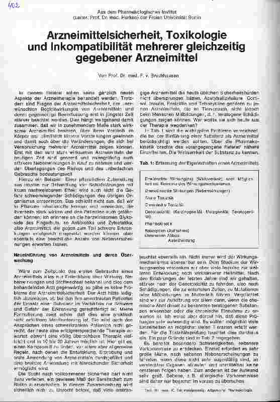 Vorschauseite 1: Arzneimittelsicherheit, Toxikologie und Inkompatibilität mehrerer gleichzeitig gegebener Arzneimittel