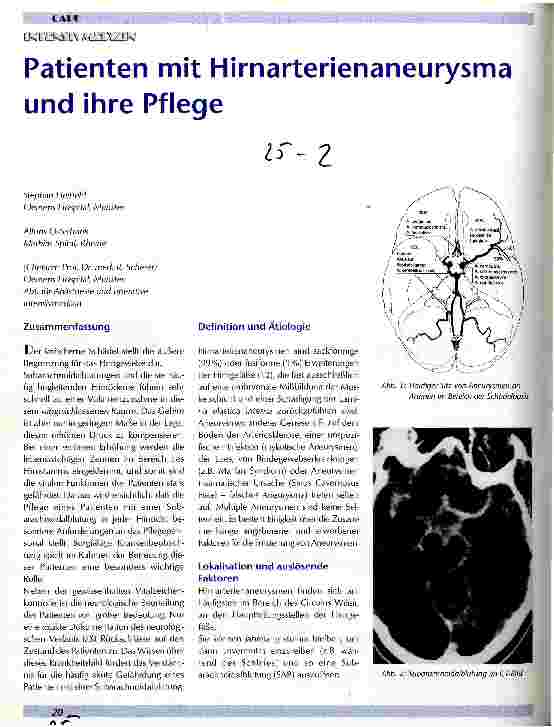 Vorschauseite 1: Patienten mit Hirnarterienaneurysma und ihre Pflege